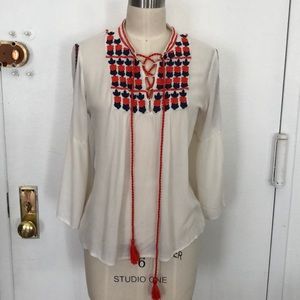 Boho Embroidered peasant blouse by Sugar + Lips M